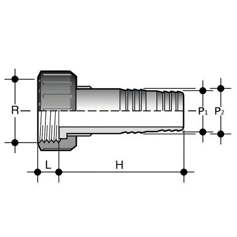 Disegno tecnico del raccordo filettato - portagomma ADV