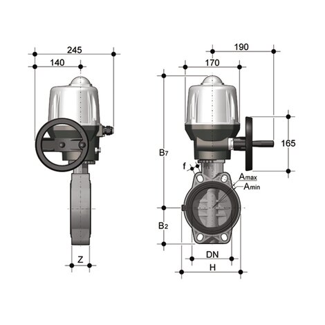 FEOV/CE 90-240V AC DN 125-150 - electrically actuated butterfly valve