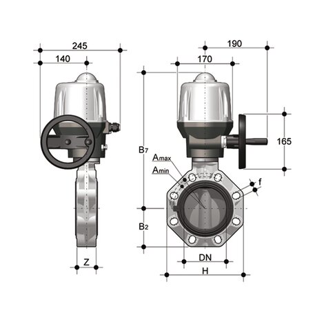 FKOC/CE 24V AC/DC DN 250-300 - electrically actuated butterfly valve