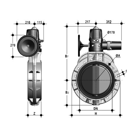 FKOF/CE 90-240V AC DN 350-400 - electrically actuated butterfly valve