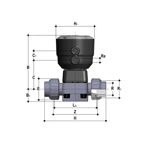 DKBUFC/CP NC - pneumatically actuated 2-way diaphragm valve PN6 for basic applications DN 15:65