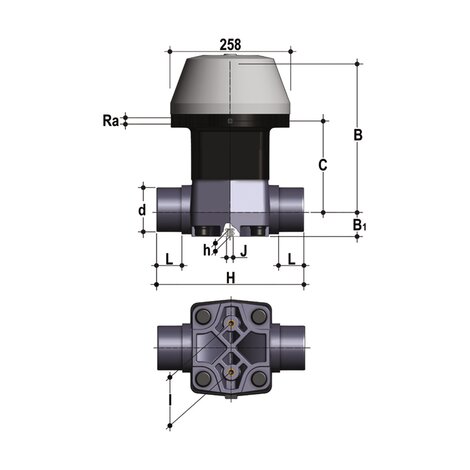 VMDC/CP NC - pneumatically actuated diaphragm valve DN 80:100