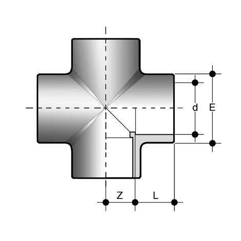 Disegno tecnico del raccordo per incollaggio - bocchettoni BIV 