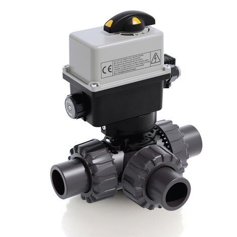 TKDJV/CE 24 V AC/DC - electrically actuated DUAL BLOCK® 3-way ball valve