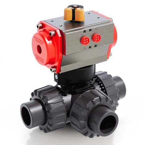 LKDAV/CP DA - pneumatically actuated DUAL BLOCK® 3-way ball valve