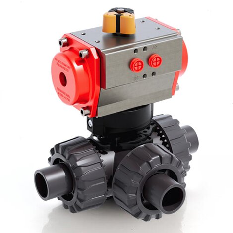 LKDDV/CP DA - pneumatically actuated DUAL BLOCK® 3-way ball valve