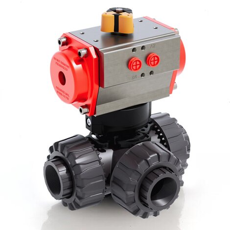 LKDFV/CP DA - pneumatically actuated DUAL BLOCK® 3-way ball valve