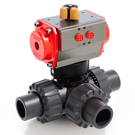 LKDJV/CP SA - pneumatically actuated DUAL BLOCK® 3-way ball valve