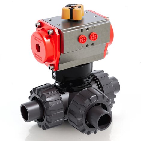 TKDDV/CP DA - pneumatically actuated DUAL BLOCK® 3-way ball valve