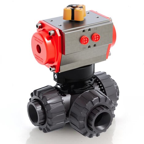 TKDFV/CP DA - pneumatically actuated DUAL BLOCK® 3-way ball valve