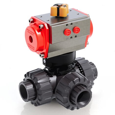 TKDGV/CP SA - pneumatically actuated DUAL BLOCK® 3-way ball valve