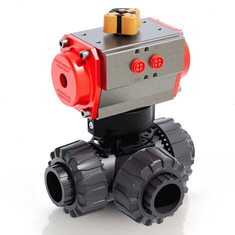 TKDLV/CP SA - pneumatically actuated DUAL BLOCK® 3-way ball valve