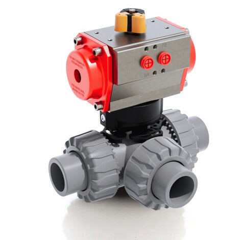 LKDAC/CP DA - pneumatically actuated DUAL BLOCK® 3-way ball valve