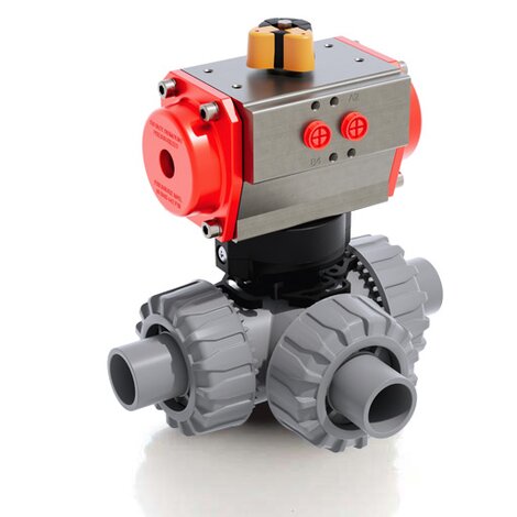 LKDDC/CP SA - pneumatically actuated DUAL BLOCK® 3-way ball valve