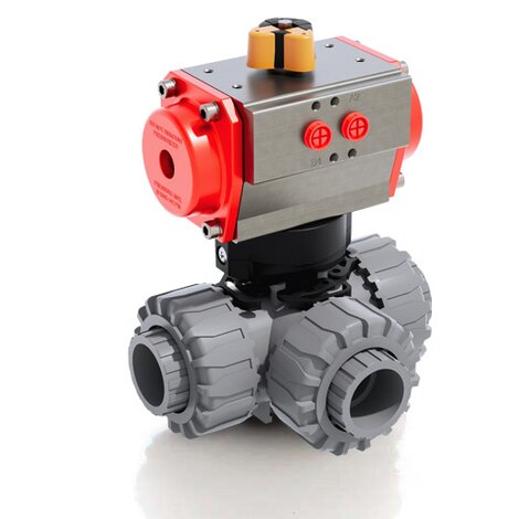 LKDIC/CP DA - pneumatically actuated DUAL BLOCK® 3-way ball valve