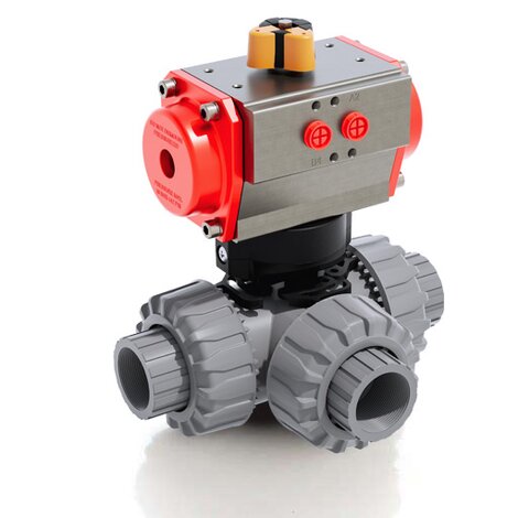 LKDNC/CP DA - pneumatically actuated DUAL BLOCK® 3-way ball valve